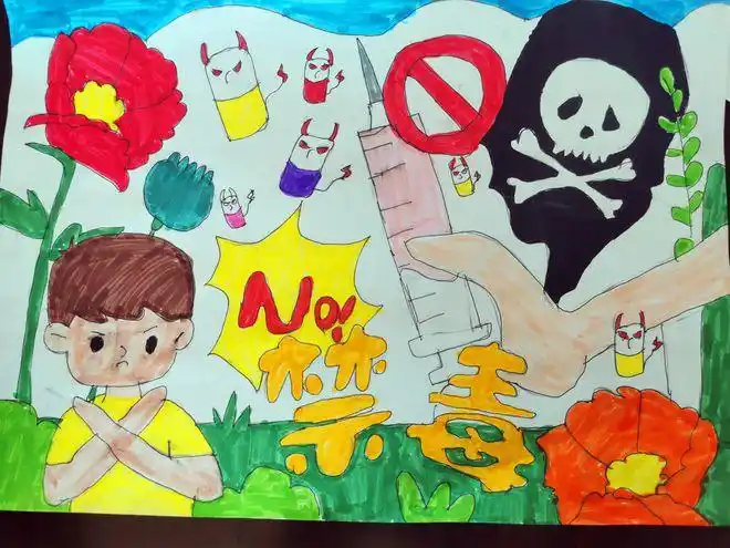 玉环干江: 开展禁毒手绘画宣传活动