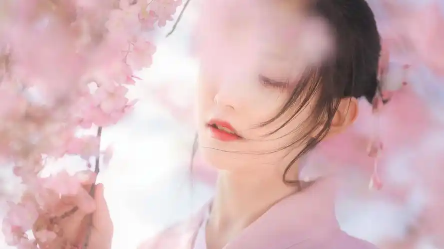 樱花树下的的美女图片-美女壁纸 - 壁纸家