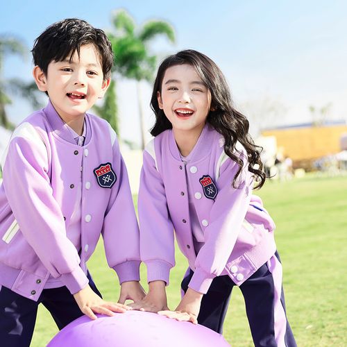 小学生校服春秋装紫色儿童运动会班服三件套英伦风纯棉幼儿园园服