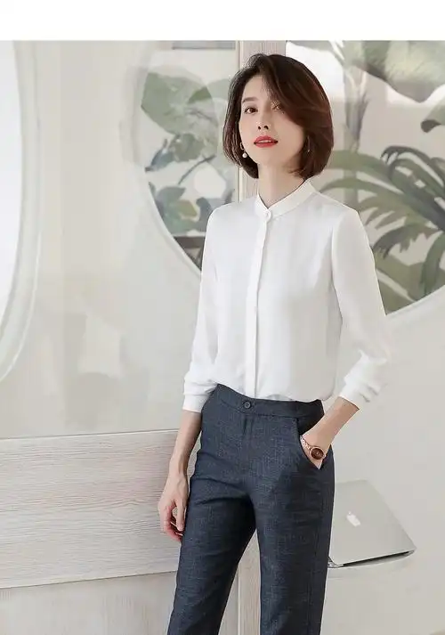 罗蒙romon轻奢高档女装白衬衫女气质别致2022春秋新款韩版长袖小立领