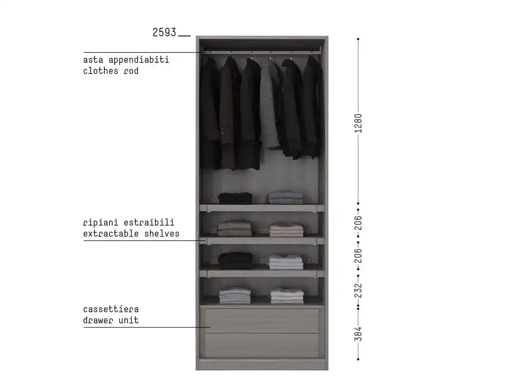 上层挂衣空间下层收纳储物抽屉尺寸设计