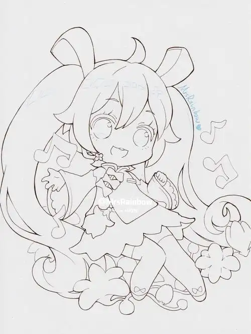 初音临摹线稿绘画教程