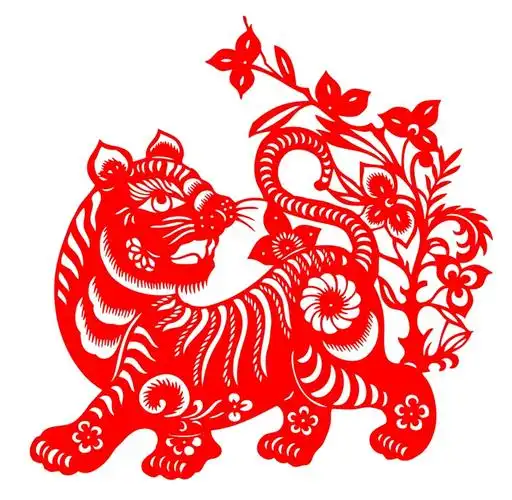 yd09老虎剪纸窗花生肖虎动物幼儿园剪纸贴纸宣纸无纺布贴画剪纸贴