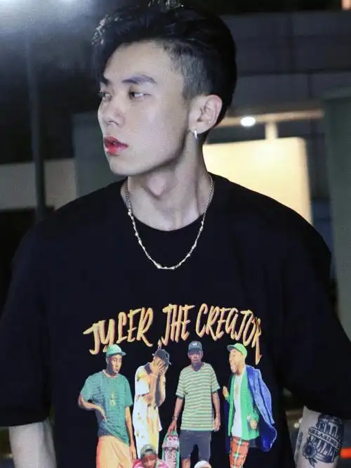 bmsr美式说唱歌手人像印花t恤