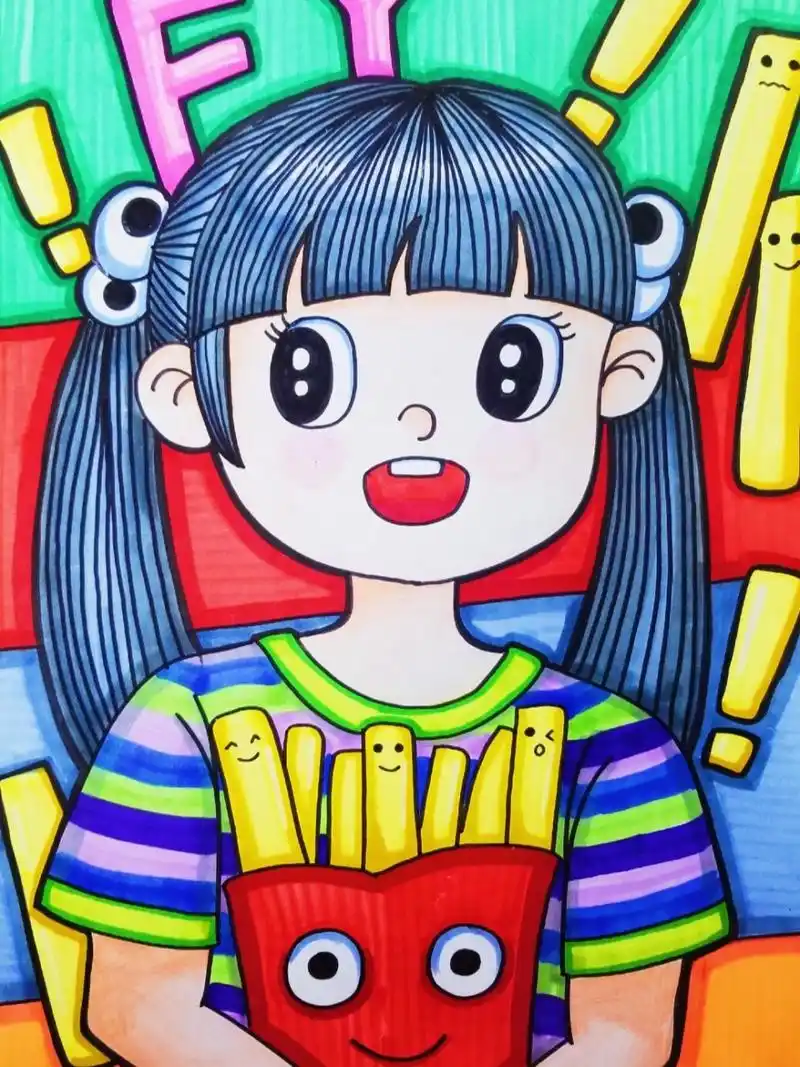 动漫 马克笔动漫#儿童漫画#薯条女孩#儿童画 #动漫分享