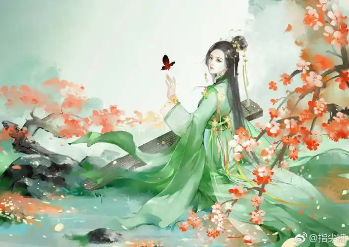 手绘古风青衣人物