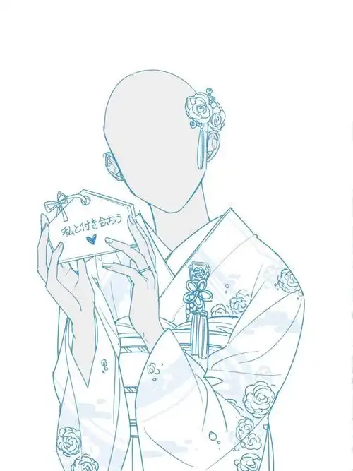 【板绘素材】日系情侣和服92绘画.