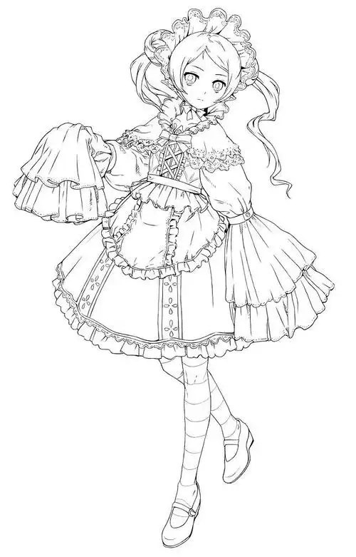 线稿全身漫画卡通人物绘画