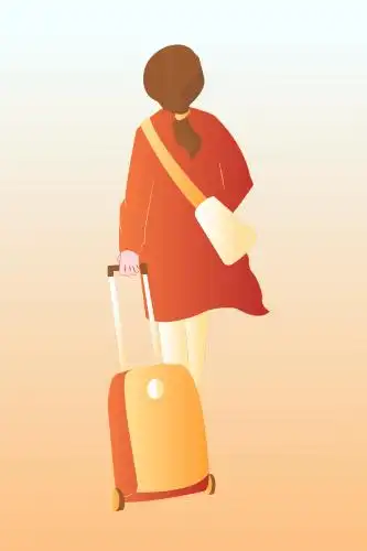 春运拖着行李箱旅行的女人