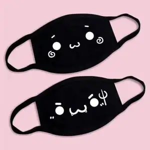 动漫颜文字君表情包口罩男女个性二次元黑色防尘透气卡通可爱纯棉