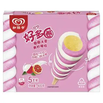 和路雪好多圈荔枝牛奶西柚口味冰棍家庭装冰淇淋5支80g7件