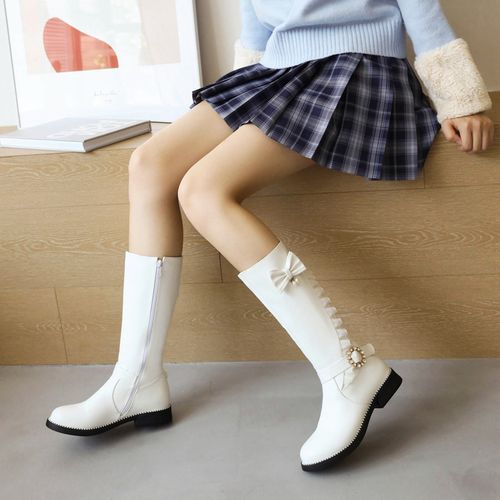 儿童长靴靴子2022新款女童高筒靴时尚小女孩演出皮靴