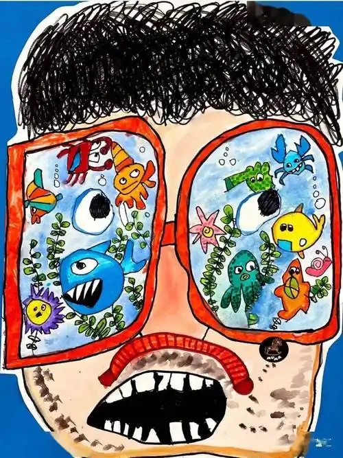 儿童创意画脑洞大开的思想者