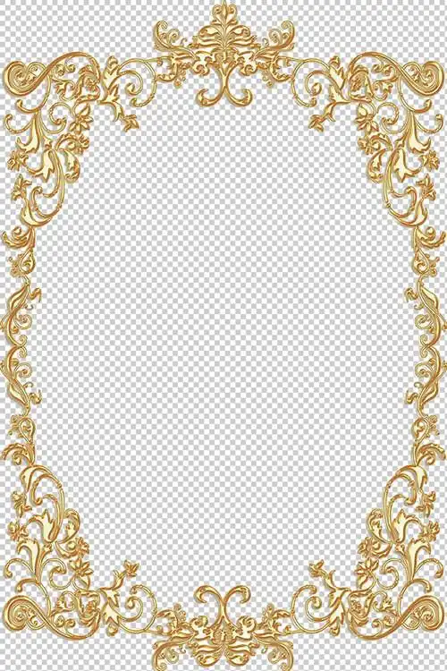 金色花纹边框免抠png透明图层素材