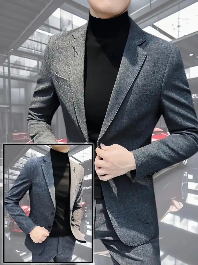 穿西服的男人,魅力势不可挡～这款休闲西服修身裁剪,尽显时尚又 - 抖