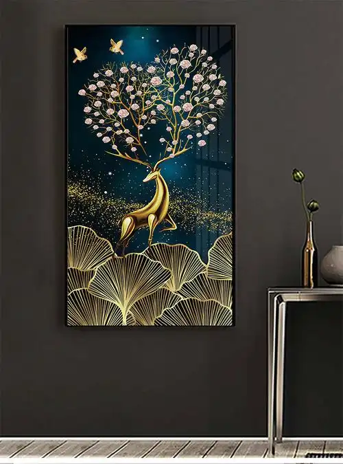 北欧风客厅玄关装饰画酒店走廊卧室梅花鹿墙壁挂画过道厂家代批发