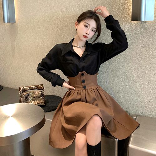 高级感早秋时尚套装2021秋冬甜酷女装小个子衬衫百褶裙气质两件套