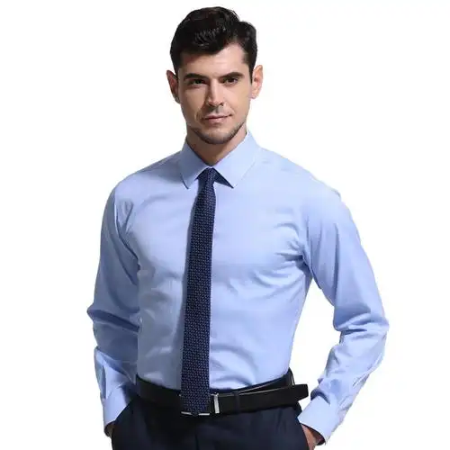 美尔雅mailyard蓝衬衫纯棉免烫商务男士长袖衬衣工作服正装524