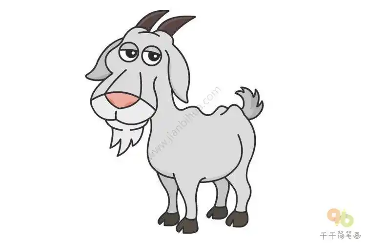 市高级技工学校16高职学前教育2班梁兰惠简笔画作品卡通老山羊动物