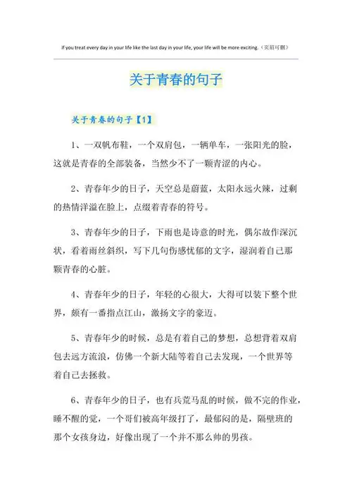 关于青春的句子