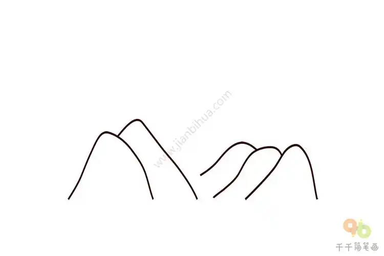 长白山天池简笔画自然简笔画