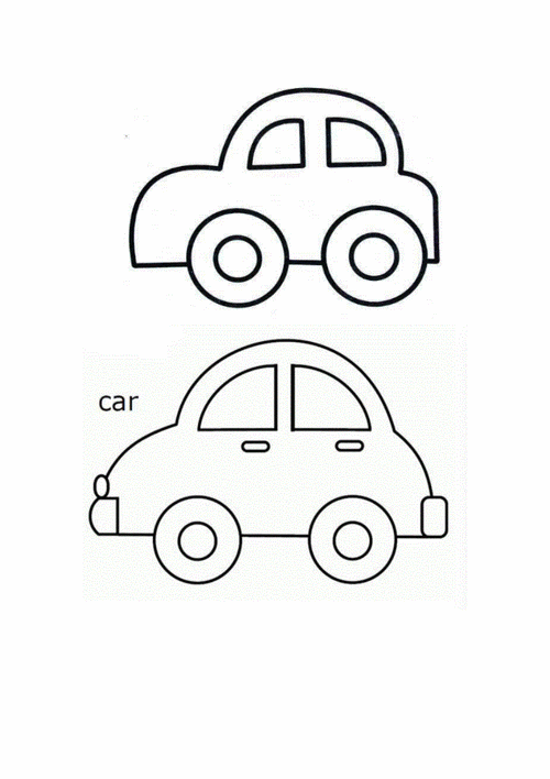 幼儿简笔画小汽车涂色卡