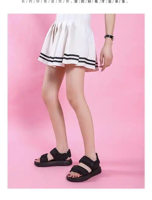 学生凉鞋运动休闲跑步凉鞋凉鞋女韩版ins休闲运动凉鞋女夏平底魔术贴