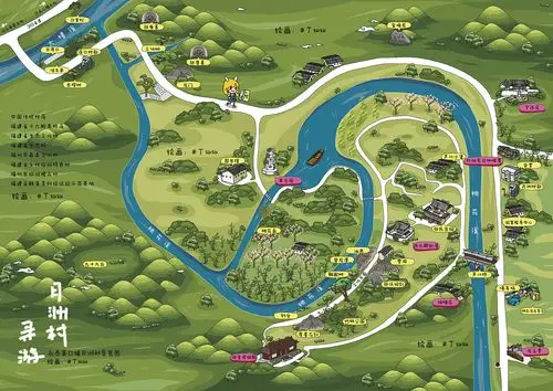 【月洲村寻游】永泰嵩口镇月洲村导览图 - 原创作品 - 站酷(zcool)