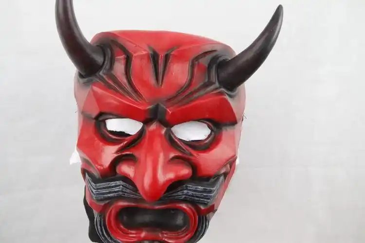 恐怖恶鬼面具吓人般若面具cos日本面罩挂件红恶魔鬼脸獠牙吓人僵尸怪