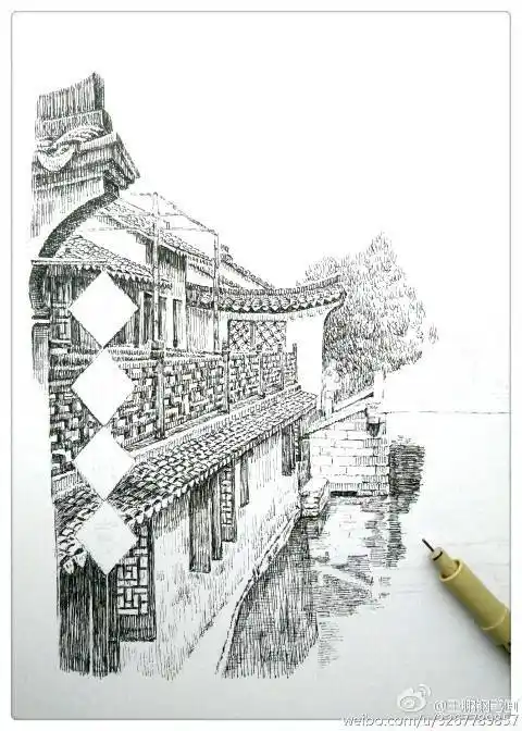 儿童水乡古镇简笔画怎么画