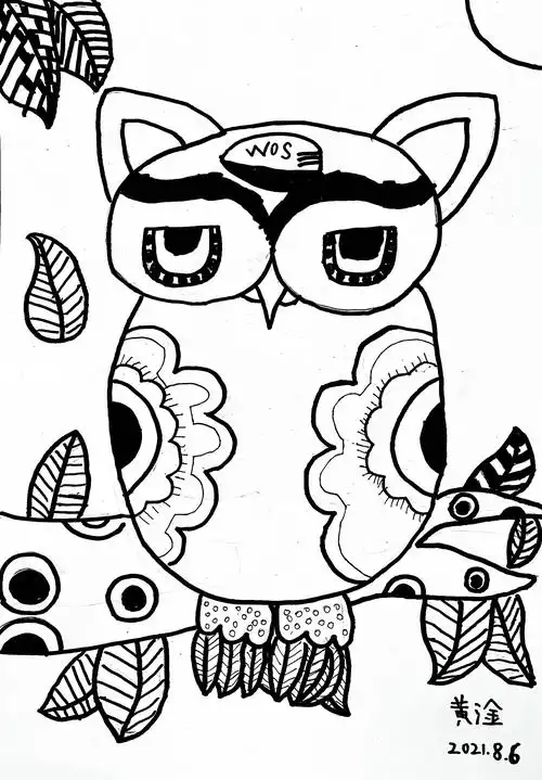 线描很幼稚超美的黑白装饰画跟着一根线条探索