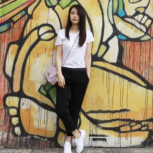 608#明星同款情侣夏装学院风纯色套头短袖宽松t恤男女潮