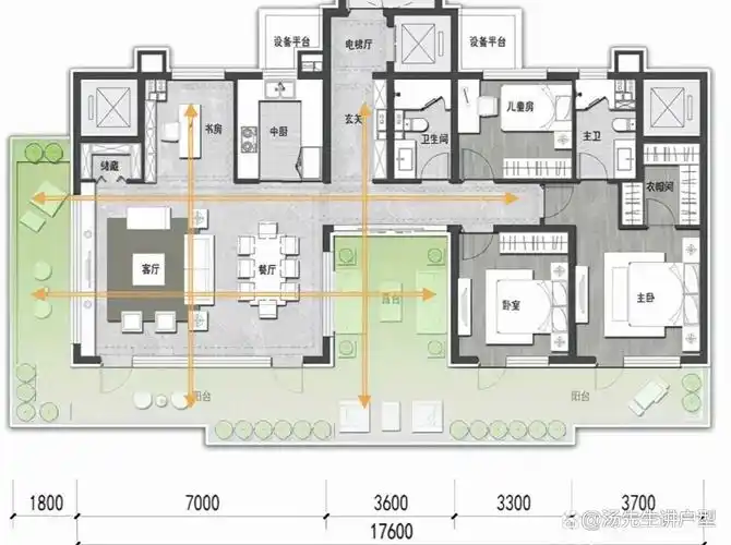 228平方的空中花园大平层户型