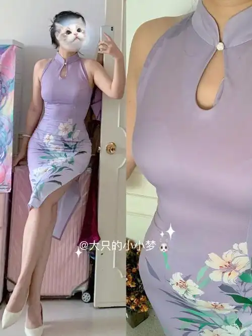 在群里收的其他妹子给自己量身定做的旗袍,三围比我小但是有弹力,主要