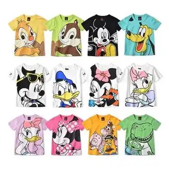 亚马逊外贸童装 儿童卡通纯棉短袖t恤男童女童洋气半袖上衣现货