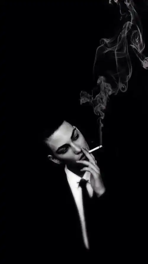 欧美人物抽烟黑白写真