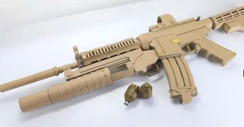 纸板枪瓦楞纸diy手工机械可发射吃鸡m416模型图纸 视频