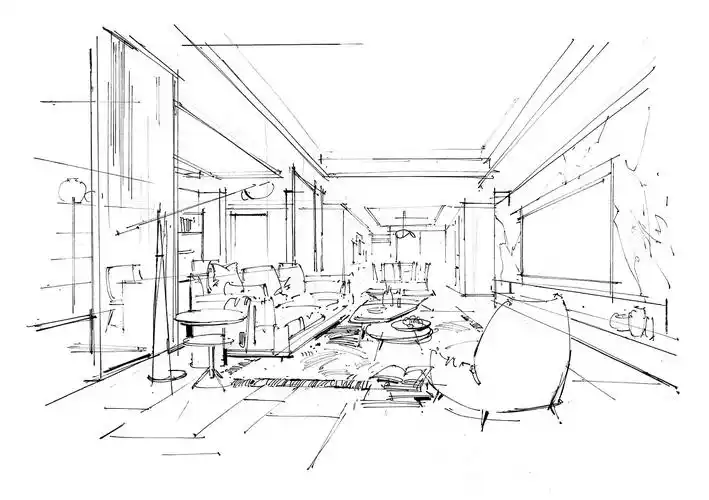室内设计手绘作品分享2家装空间线稿