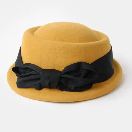 浮世绘蝴蝶结复古纯羊毛呢贝雷帽子英伦宴会帽韩版装饰帽活动