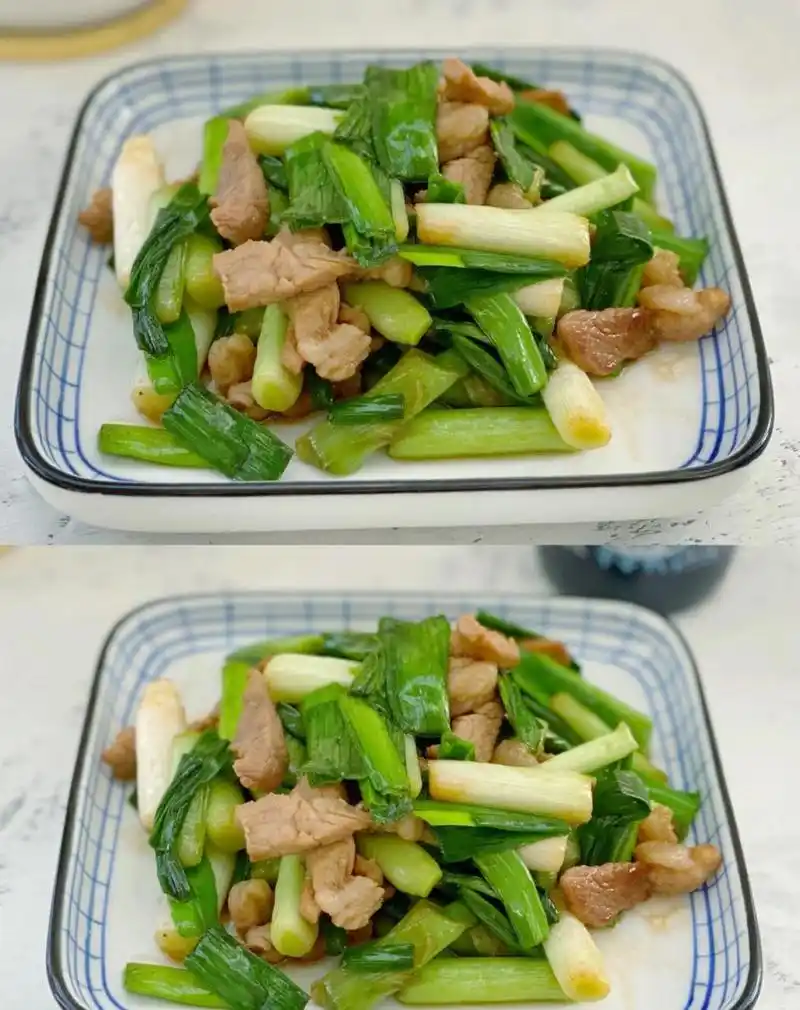 巨好吃75155分钟上桌蒜苗炒肉,北方时令家常菜|||蒜苗91炒食