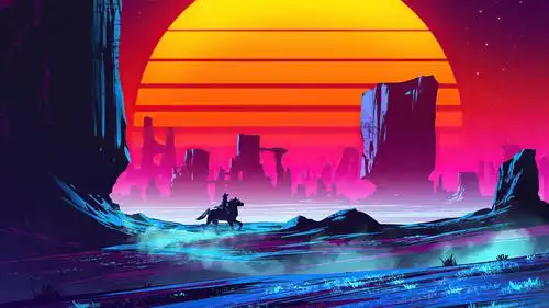 科幻酷炫未来主义手绘插画,艺术壁纸-回车桌面