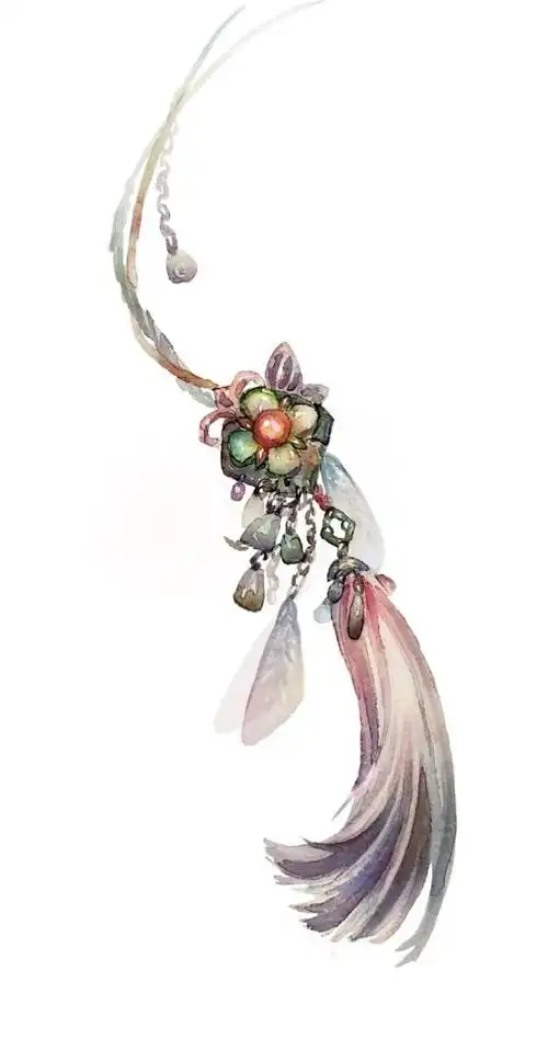 手绘古物玉佩红色古风