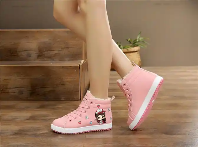 鞋9可爱棉鞋儿童高帮鞋大女孩10加绒11中大童12小学生13岁15女生板鞋