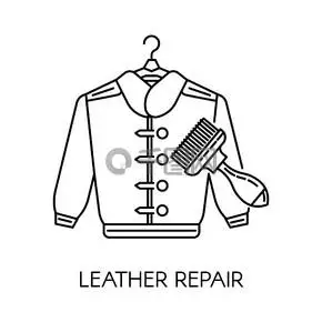 带有挂在衣架上的装饰纽扣的无色夹克.用于固定衣服损坏部分的工具.