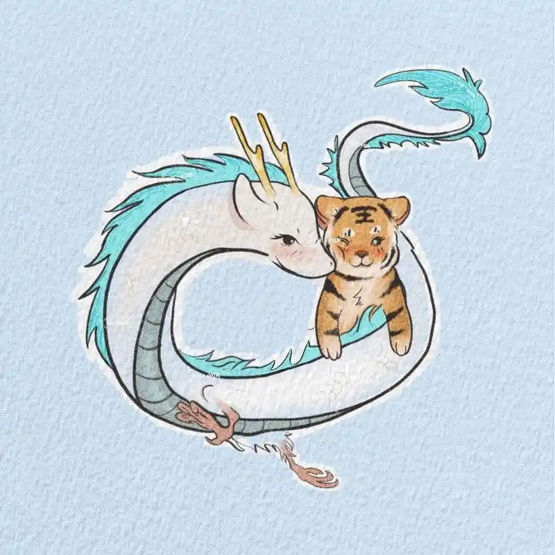 情头分享|可爱龙虎原创设计定制 快来选色可做纹身手稿