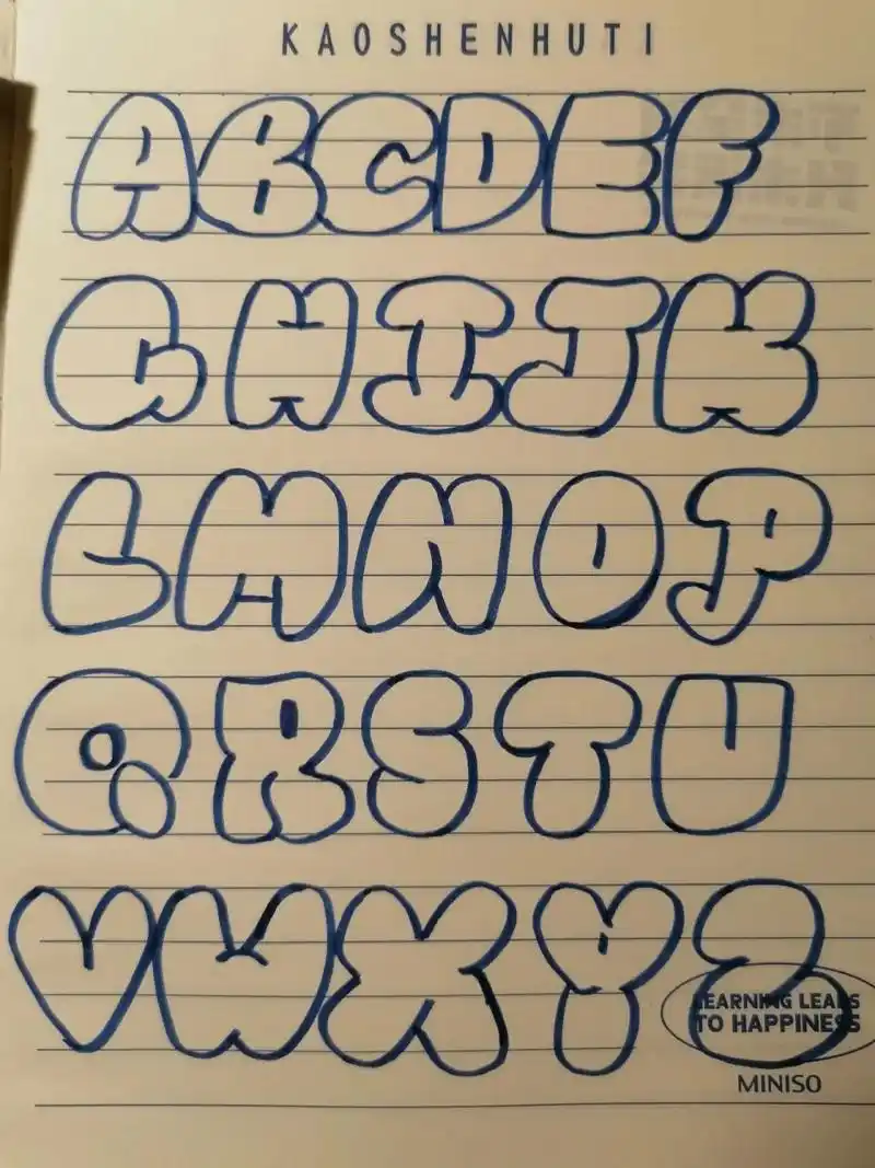 涂鸦泡泡字 26字母