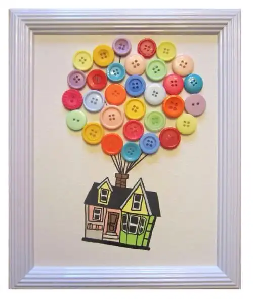 纽扣 diy 装饰画,有趣又锻炼孩子创造力~get√#育儿