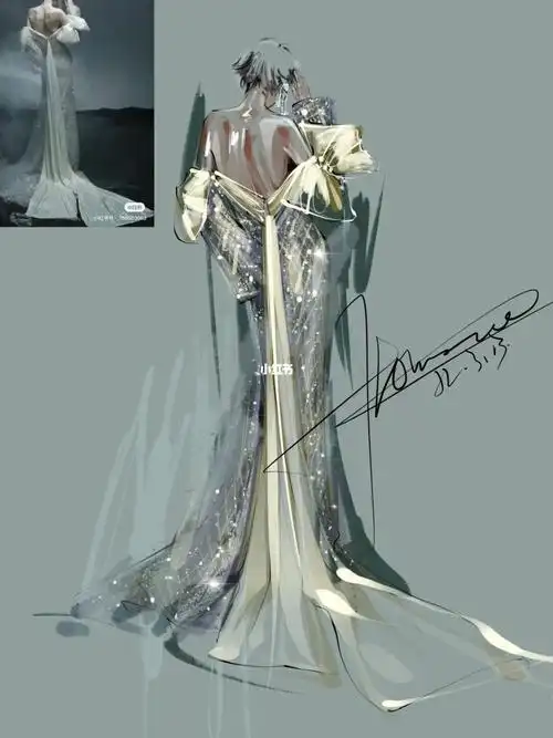 婚纱礼服时装画插画服装设计