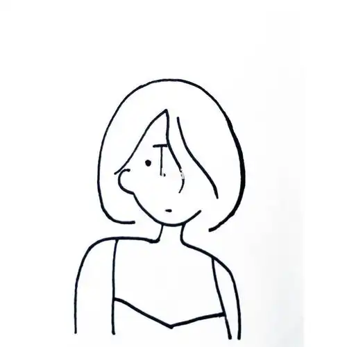 短发女生简笔画头像 自绘 学习的ins上很喜欢的老师的画