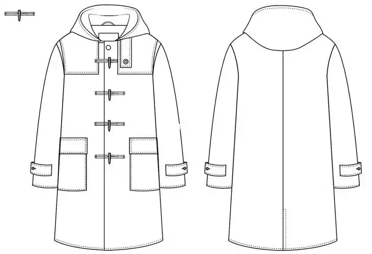 服装款式图  #服装设计  #服装设计效果图  #大衣  #学院风  #外